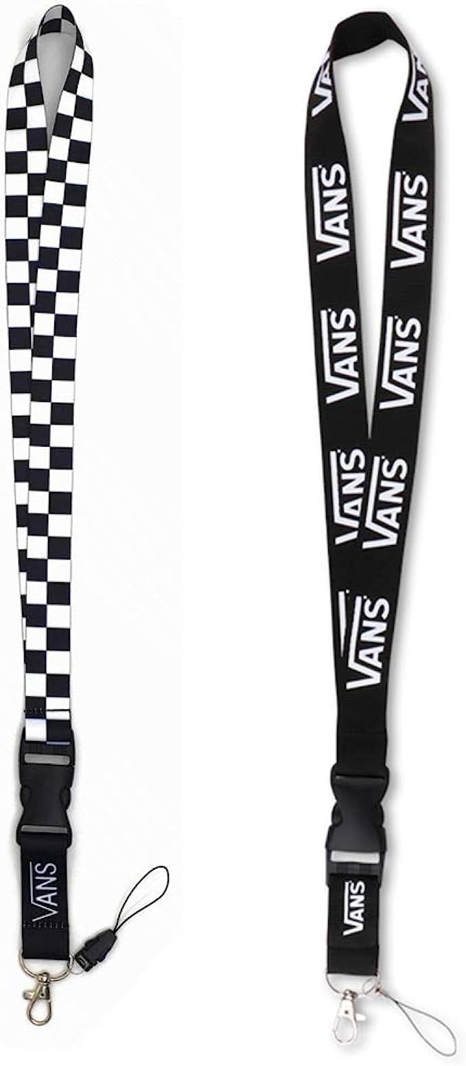 2 Pack Black Check Lanyard for Men Sport Cruise ID Badge Polder Phone Whistle Wallet Keychain Bre... | Amazon (US)