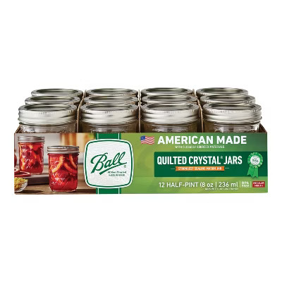 Ball 8oz 12pk Glass Regular Mouth Quilted Mason Jar with Lid and Band | Target