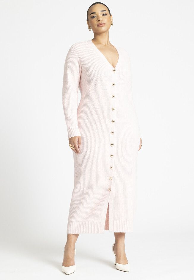 Heart Button Sweater Dress | Eloquii