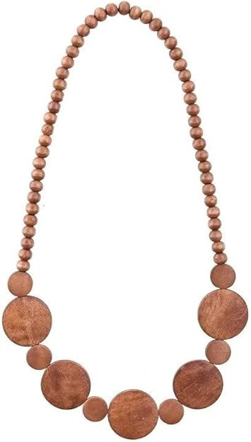 Natural Wooden Beads Statement Necklace Handmade Boho African Tribal Choker Necklace Simple Hippi... | Amazon (US)