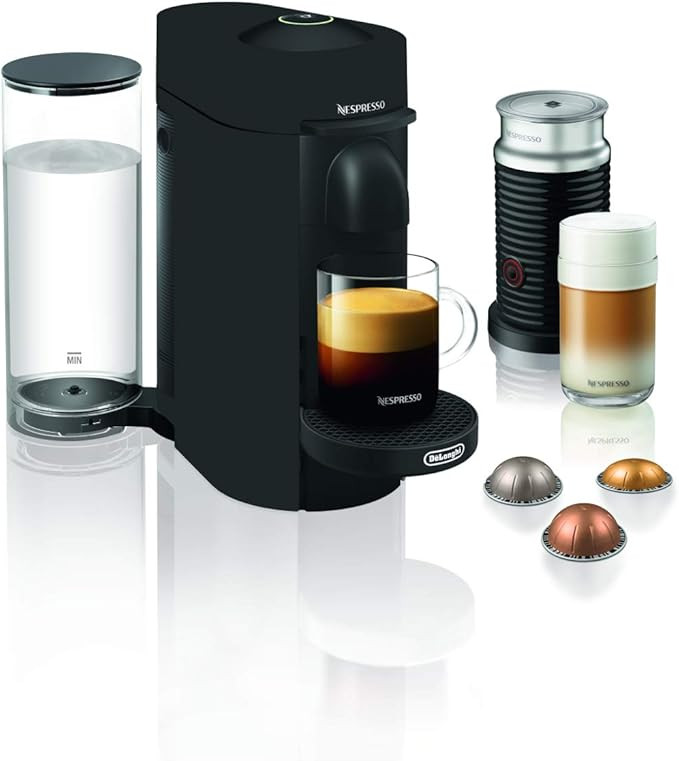 Nespresso Vertuo Plus Deluxe Coffee and Espresso Maker by De'Longhi, Matte Black with Aeroccino M... | Amazon (US)