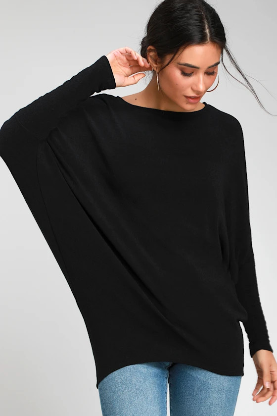 Verla Black Dolman Sleeve Sweater Top | Lulus