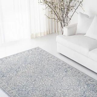 Lauren Ralph Lauren Handmade Olivier Floral Wool Rug - 5' x 8' - Blue/Ivory | Bed Bath & Beyond