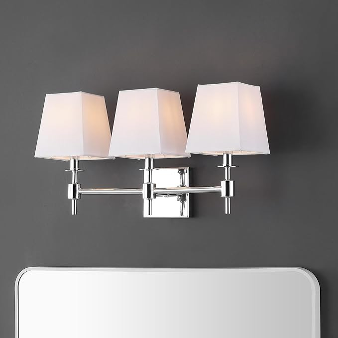 SAFAVIEH Lighting Collection Clelia Chrome 3-Light Wall Sconce Light Fixture (LED Bulbs Included) | Amazon (US)