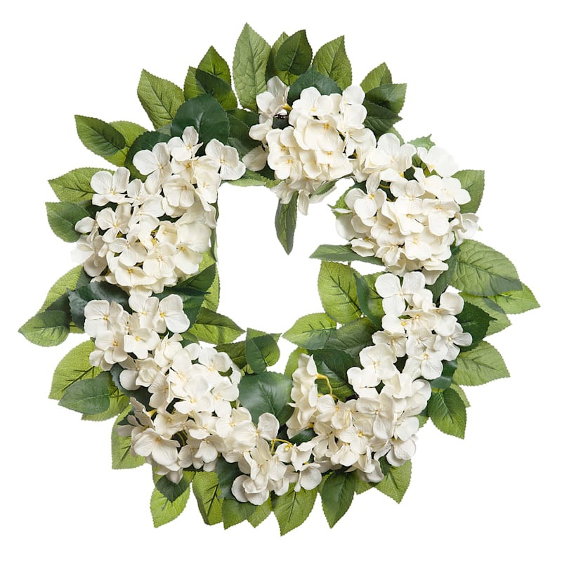 Yellow Hydrangea & Greenery Floral Wreath, 24" | At Home