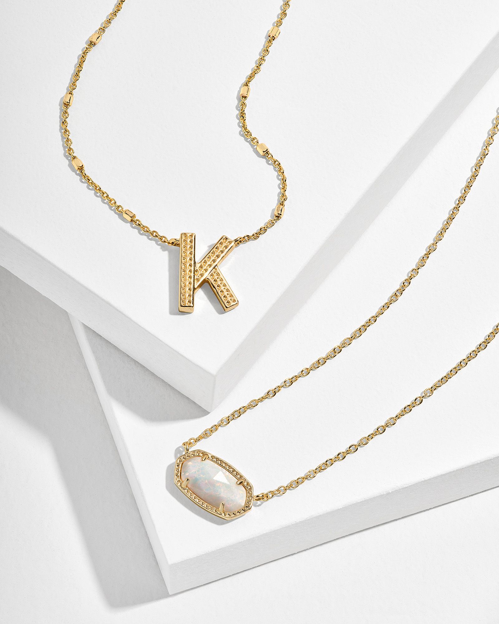 Elisa Pendant Necklace in Gold and Letter A-Z Pendant Necklace in Gold Set | Kendra Scott