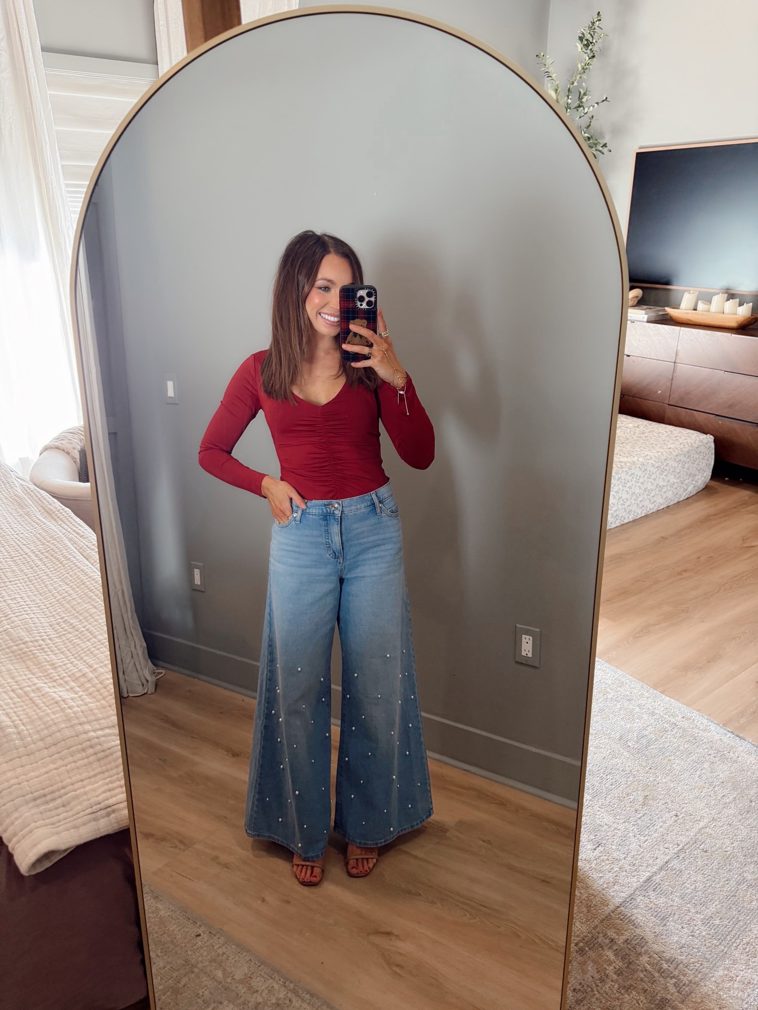 Walmart outfit! I LOVE this bodysuit + pearl jeans combo! Wearing an XS in the bodysuit and size 0 jeans 

#LTKHoliday #LTKootd #LTKGiftGuide