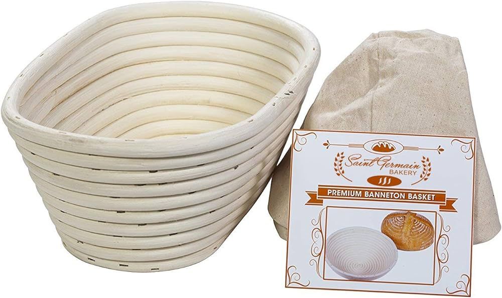Saint Germain Bakery Premium Round Bread Banneton Basket with Liner - Perfect Brotform Proofing B... | Amazon (US)