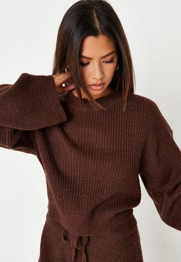 Missguided - Recycled Chocolate Co Ord Wide Sleeve Jumper | Missguided (UK & IE)