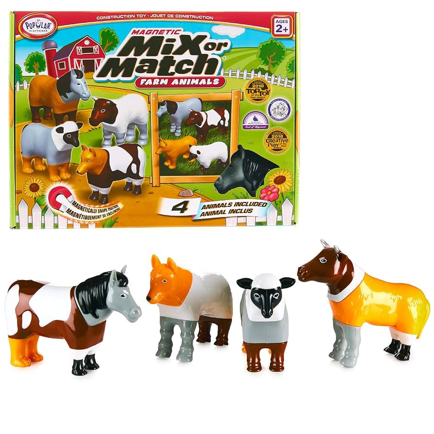 Magnetic Mix or Match Farm Animals Toy Play Set, 16 Pieces | Amazon (US)