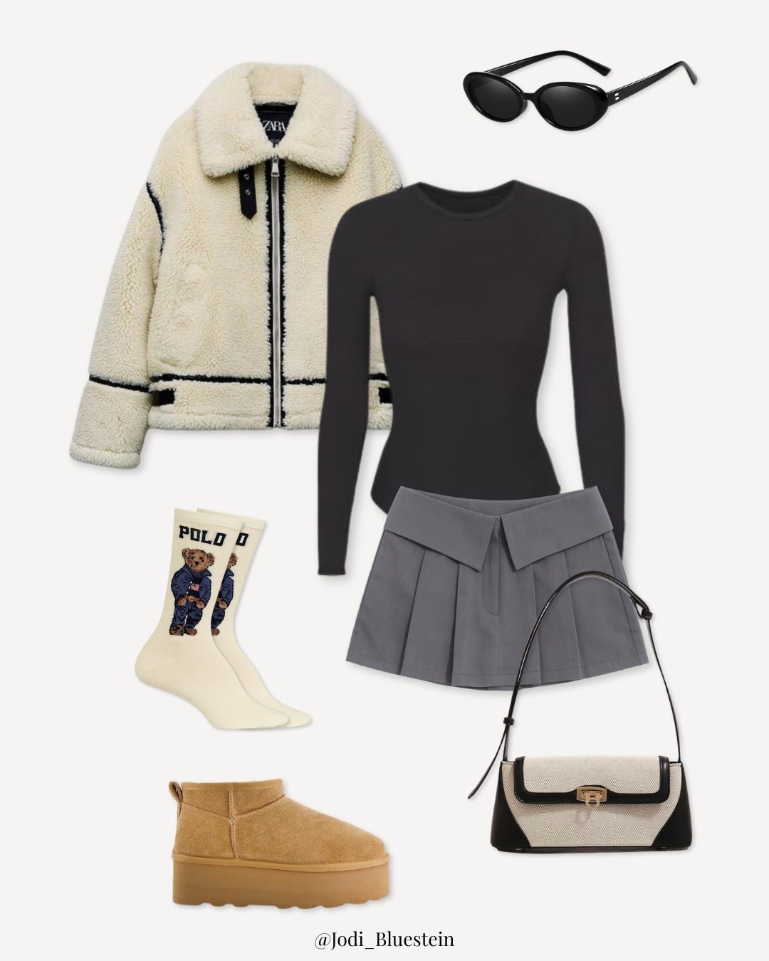 A cozy yet chic winter outfit with this season's trendy bear socks, platform chestnut boots, fold-over mini skirt, fitted bodysuit, and plush sherpa jacket. Don't forget to accessorize 

#LTKootd #LTKSeasonal #LTKFindsUnder100