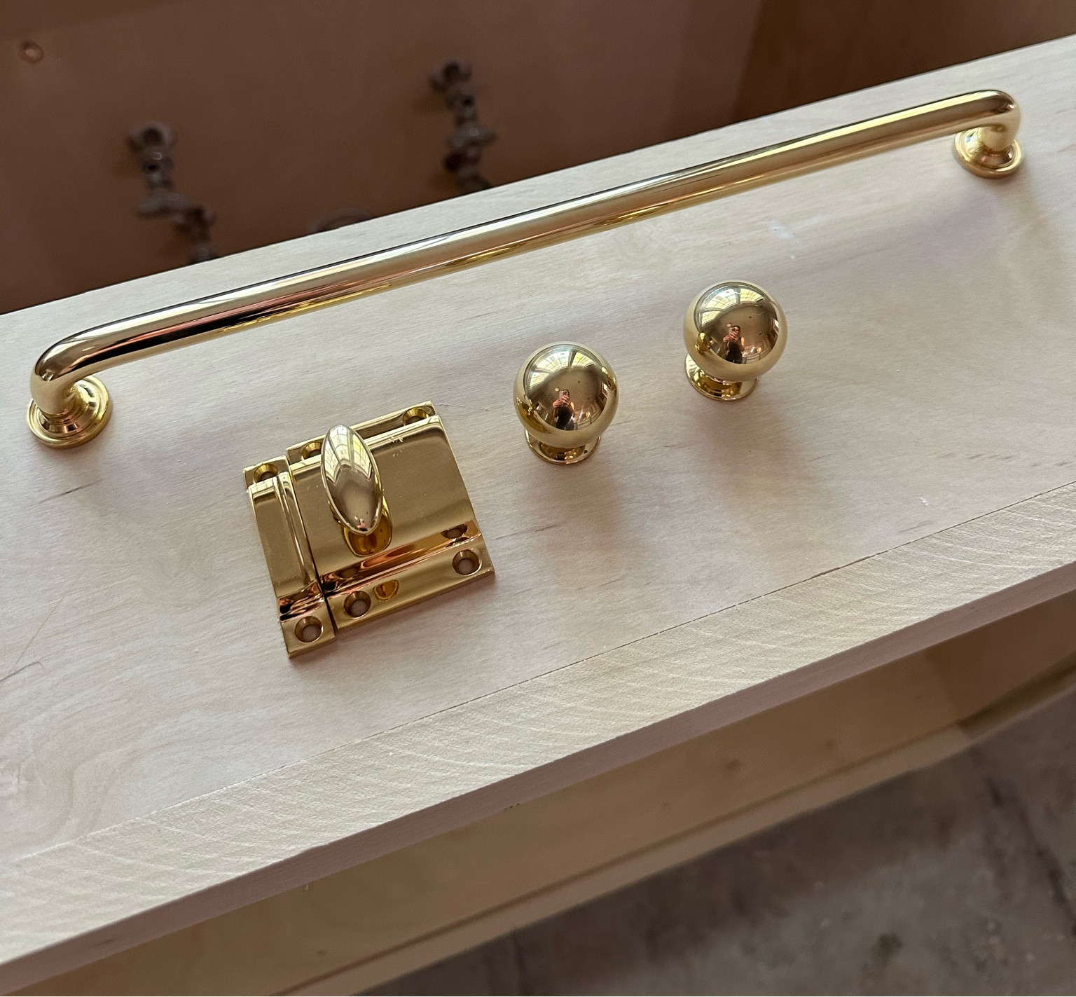 Unlacquered brass cabinet hardware 