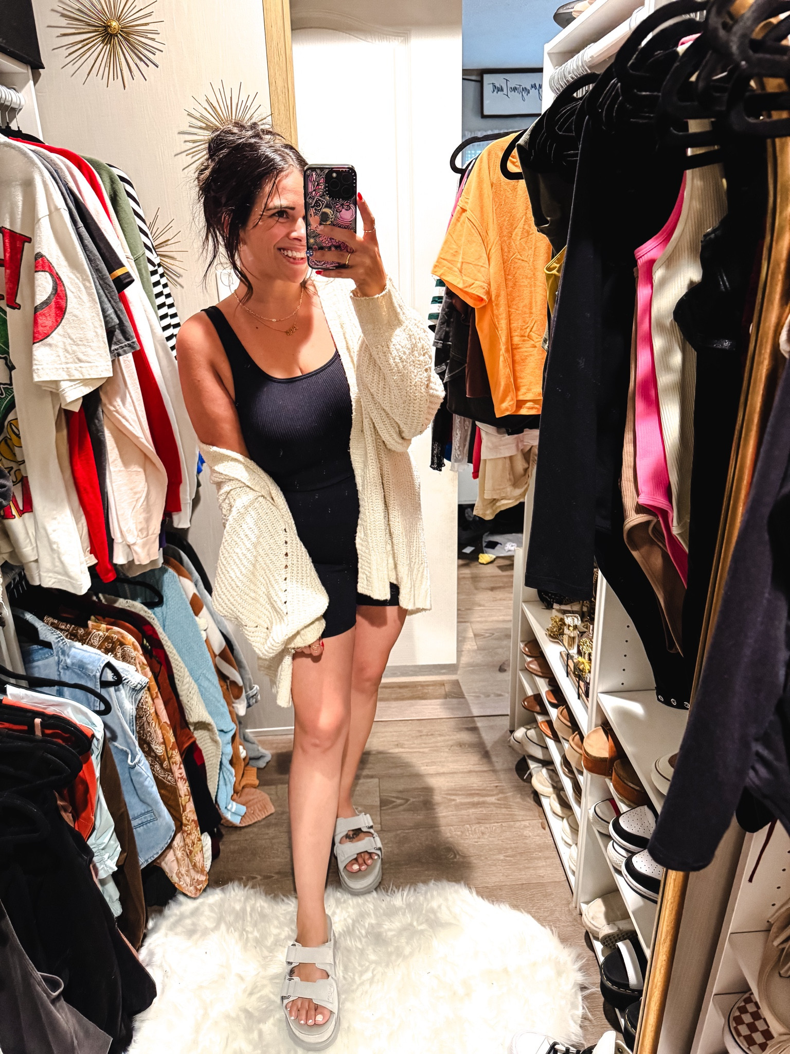 Comfy and cozy look for a SAHM who also works from home! 

Sizing details: 
•I’m 5’3 weighing 149 lbs 
•romper is a size L 
•cardigan is XL 
•shoes are a size 8 

Cardigan is old from American Eagle but I linked some similar ones that they have in stock right now! 

Romper 
Oversized Cardigan 
Comfy outfit 
Cozy outfit 
Fall transitional outfit 
Stay at home mom outfit 
Sandals 

#LTKSeasonal #LTKBacktoSchool #LTKMidsize