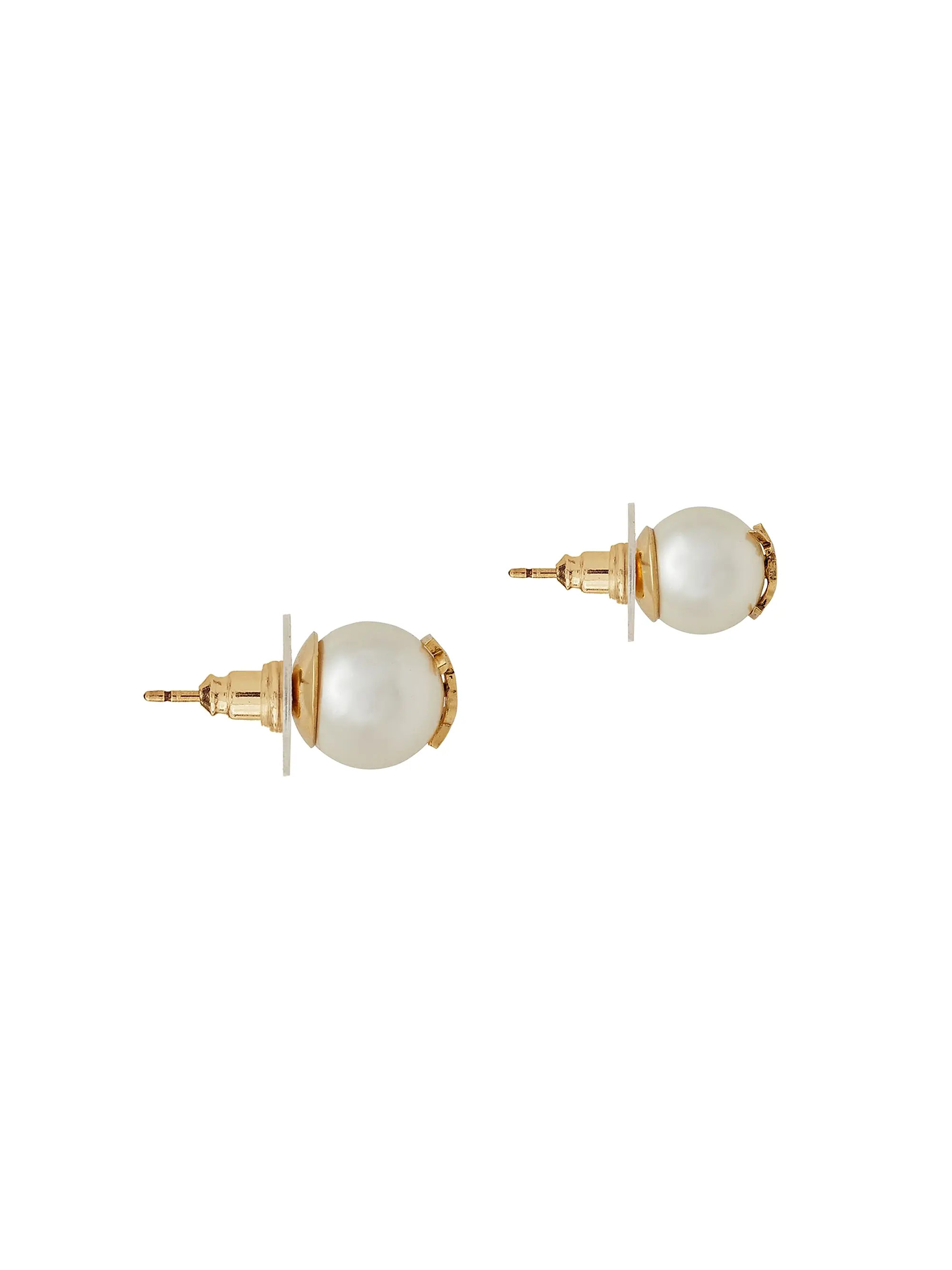 Saint Laurent Faux Pearl Logo Earrings | Saks Fifth Avenue | Saks Fifth Avenue