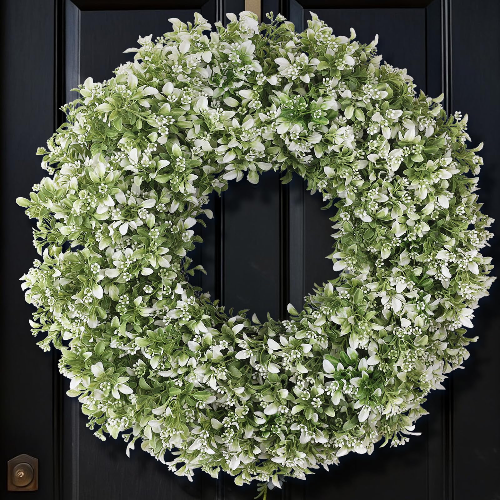 26" Artificial Boxwood Wreath for Front Door - Large Faux Aglaia Odorata Wreath, Fake Eucalyptus ... | Amazon (US)