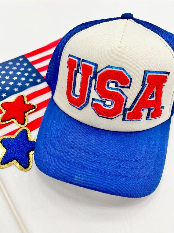 USA Chenille Letter Patch Trucker Hat 4th of July Trucker | Etsy | Etsy (US)