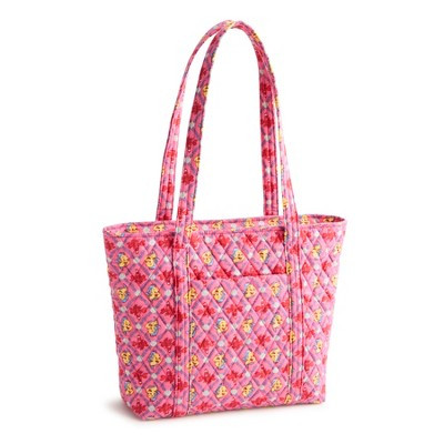Vera Bradley Women's Disney Princesses Cotton Small Vera Tote Ariel's Pink Lagoon Ditsy | Target