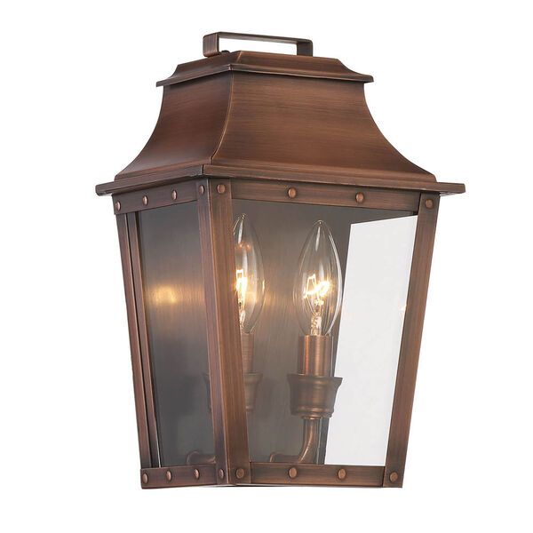 Coventry Copper Patina 11-Inch Two-Light Outdoor Wall Mount | Bellacor