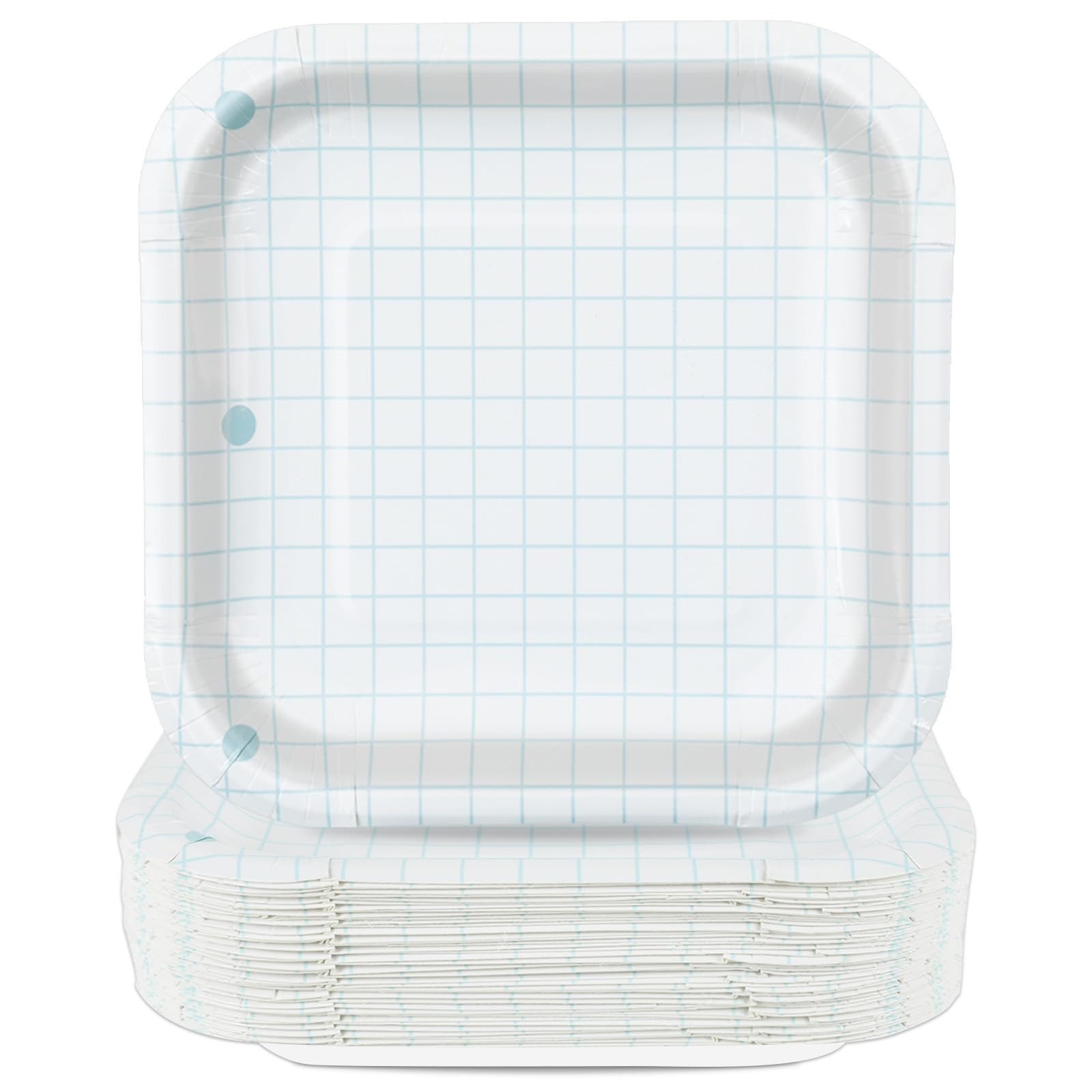 50Pcs Back to School Grid Notebook Plates First Day of School Disposable Tableware Square Graduate Paper Dinner Plates for Graduation Kindergarten School Season Party Supplies Table Decor | Amazon (US)