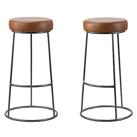Glamour Home Amie Bar Stools GrayBrown 2PK - Office Depot | Office Depot and OfficeMax 