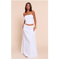 Petite White Appliqué Low Rise Maxi Skirt, White | PrettyLittleThing UK