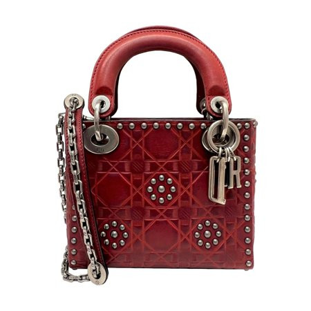 Used Christian Dior CHRISTIAN DIOR Mini Lady 2WAY Shoulder Handbag Studs Canage Women s Leather Bord | Walmart (US)