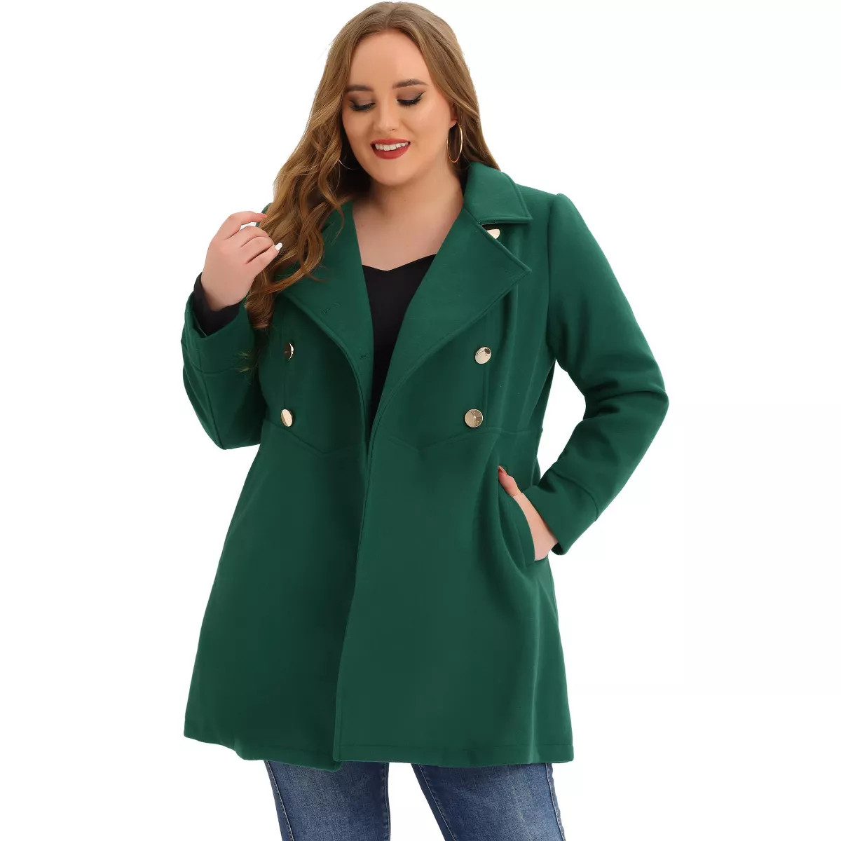 Agnes Orinda Women's Plus Size Winter Fashion Double Breasted Warm Peacoat with Pockets | Target