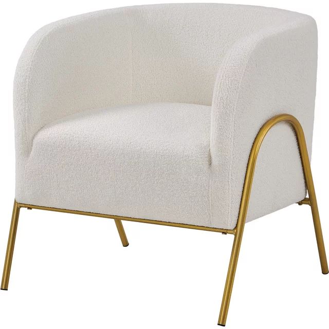 Easyfashion Contemporary Boucle Barrel Accent Chair, Ivory | Walmart (US)