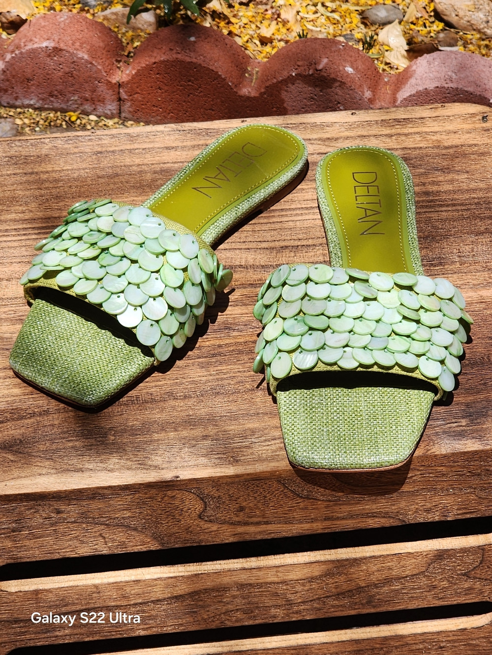 Deltan Women's Sublime Green Flora Disc Flat Sandals Size 6.5 | Poshmark