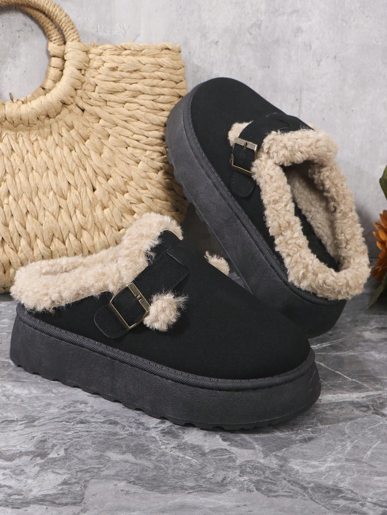 2024 New Arrivals Anti-Slip Thick-Soled Plush Slippers For Women, Increasing Height And Keeping W... | SHEIN