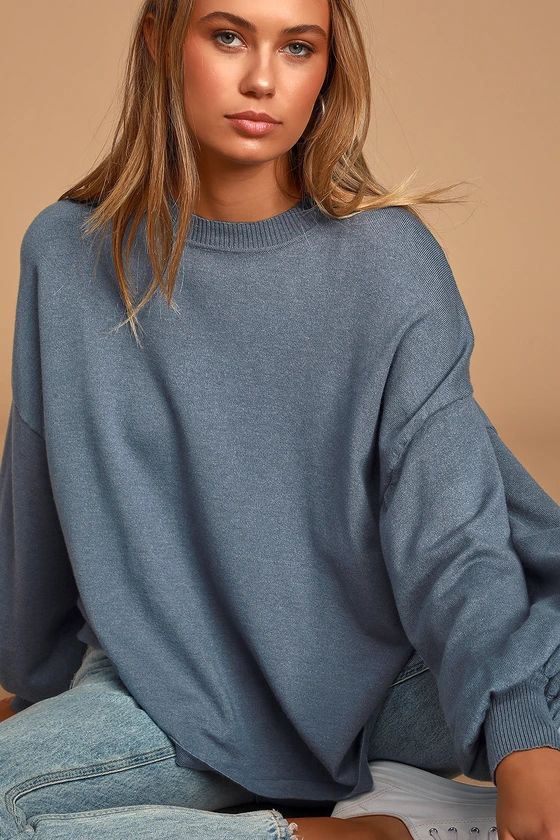 Cozy Comforts Slate Blue Dolman Sleeve Sweater Top | Lulus (US)