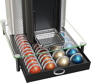 DecoBrothers Crystal Tempered Glass Vertuo Pod Holder Drawer, 24 Large or 48 Small Nespresso Caps... | Amazon (US)