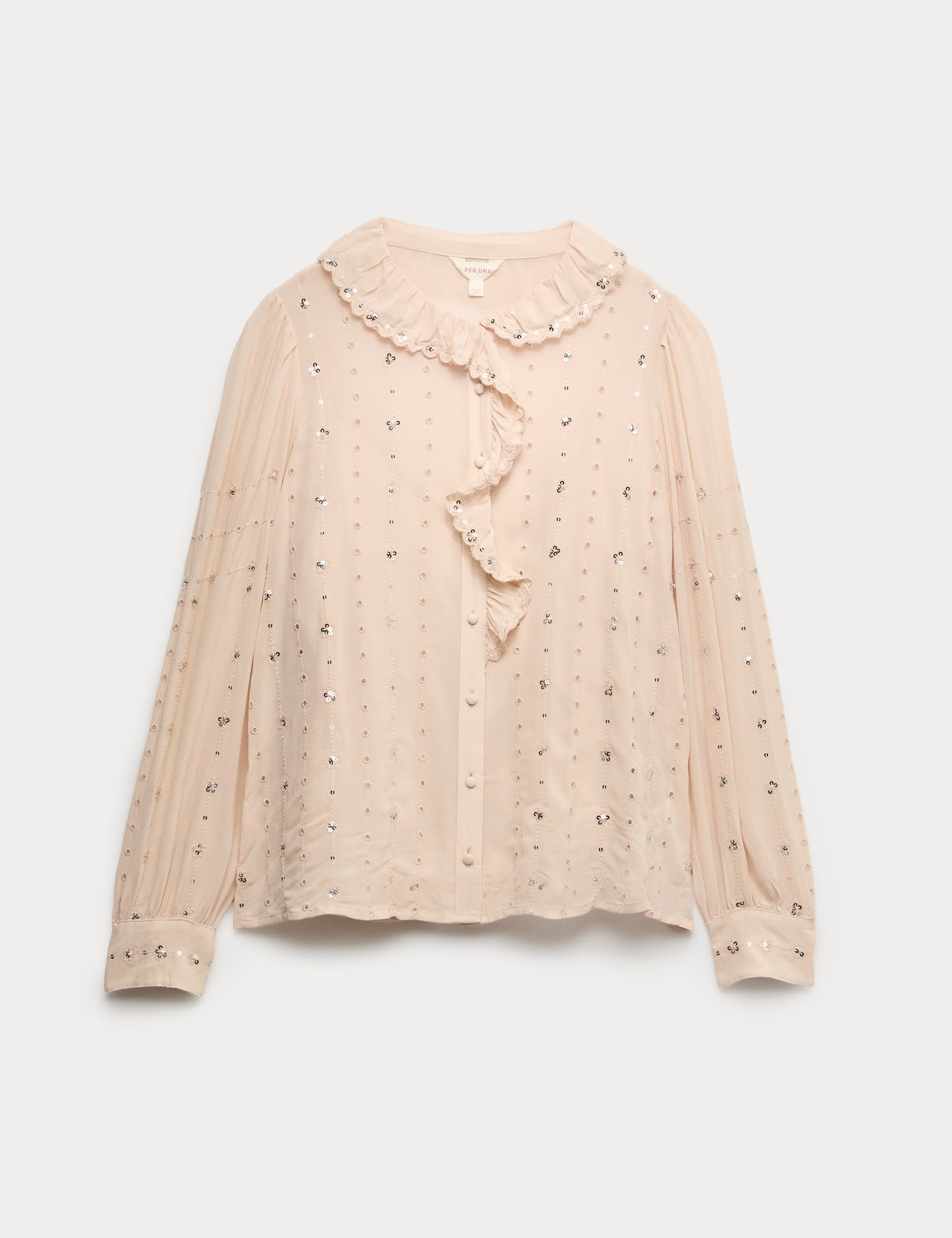 Sheer Sequin Ruffle Shirt | Marks & Spencer (UK)