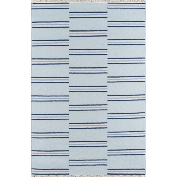 Thompson Handmade Flatweave Wool Light Blue Rug | Wayfair North America