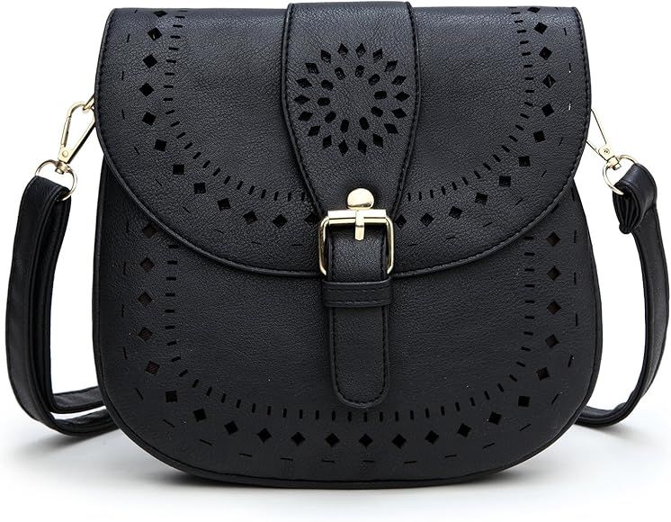 forestfish Ladie's PU Leather Vintage Hollow Bag Crossbody Bag Shoulder Bag | Amazon (US)