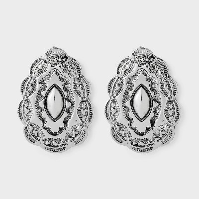 Western Sculpted Button Earring - Universal Thread™ Silver | Target