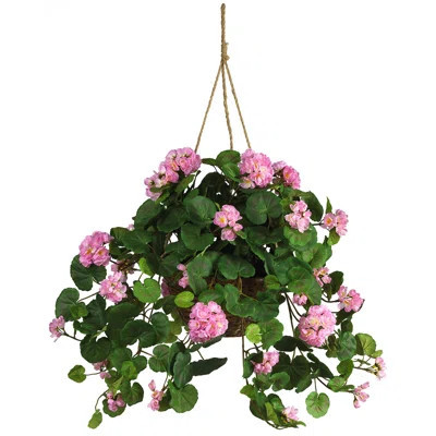 Geranium Hanging Basket Silk Plant | Wayfair North America