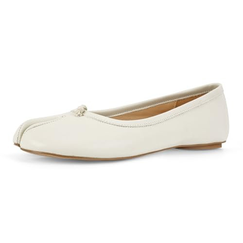 POYOIOR White Tabi Shoes Women Split Toe Ballet Flats Size 7.5 | Amazon (US)