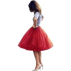 Babyonline Lady's Princess Tutu Tulle Midi Knee Length Skirt Underskirt | Amazon (US)
