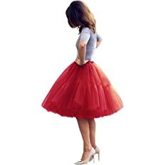 Babyonline Lady's Princess Tutu Tulle Midi Knee Length Skirt Underskirt | Amazon (US)