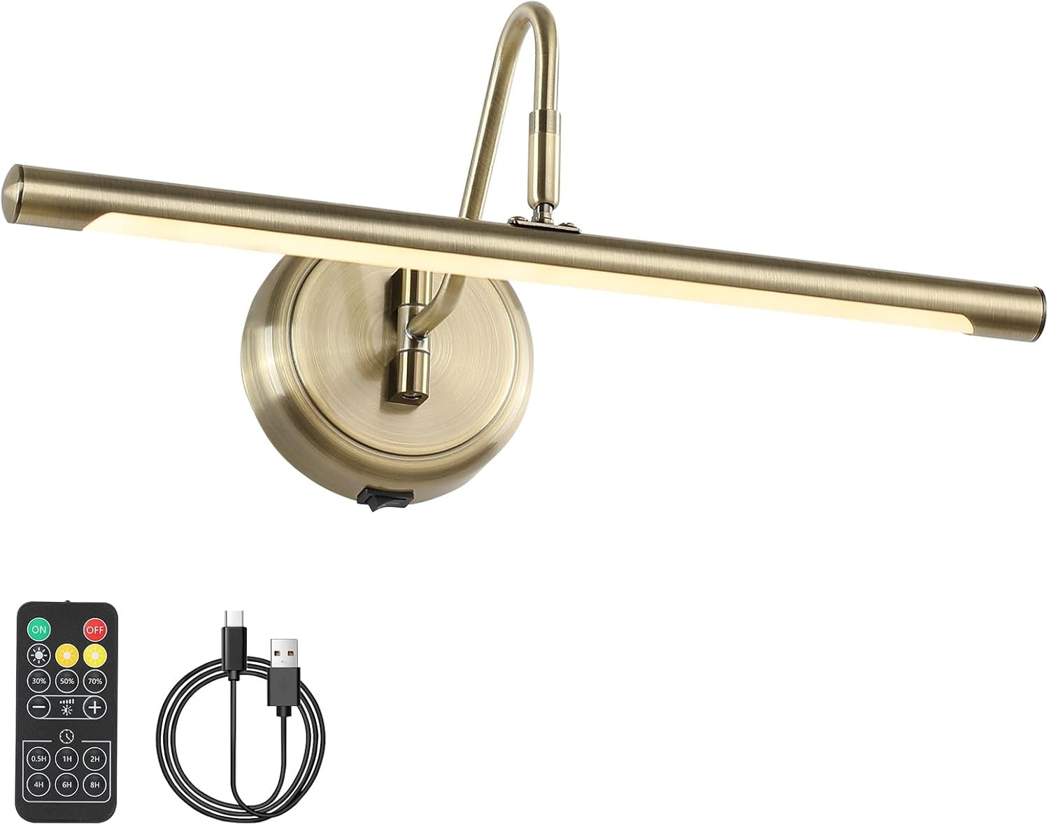 JOOSENLUX Modern Wall Lights Battery Operated Antique Bronze Wireless Picture Lights for Wall 16.... | Amazon (US)