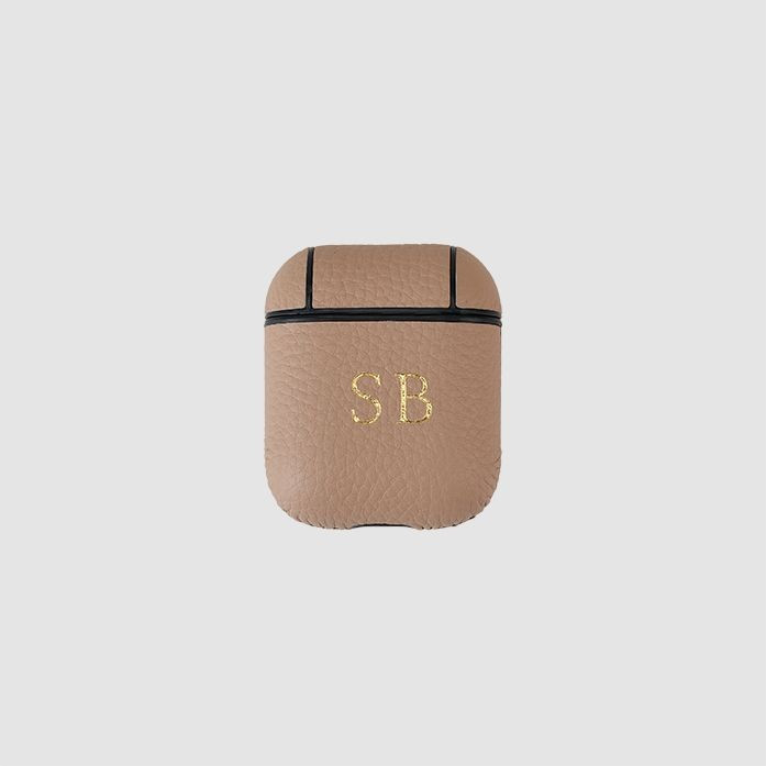Taupe Pebbled AirPod Case | The Daily Edited