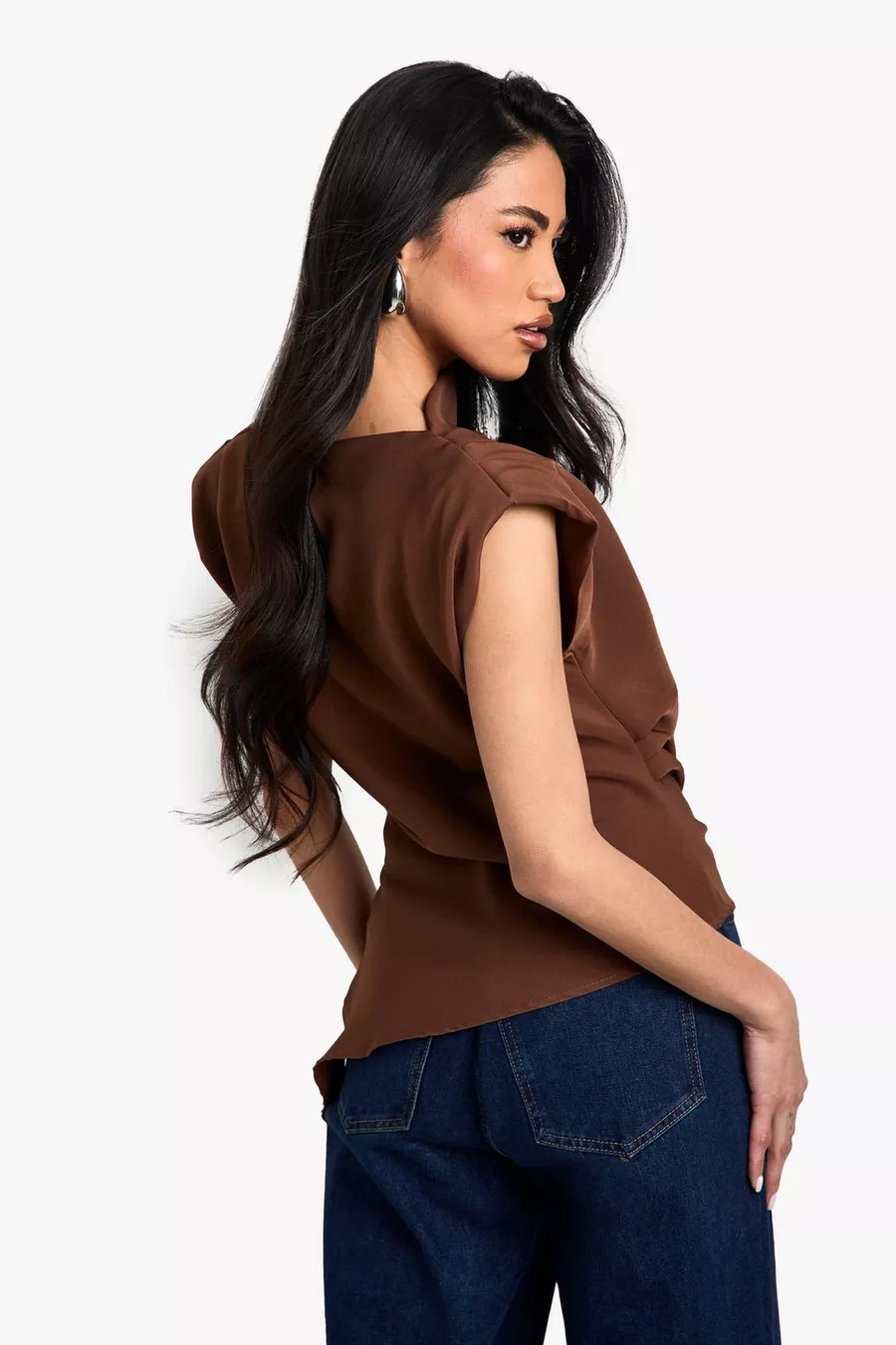 Gathered Shoulder Pad Asymmetric Blouse | Nasty Gal US