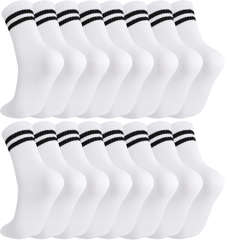 Jspupifip 8 Pair Striped Athletic Crew Socks,Moisture-Wicking Running Socks for Men&Women,Breatha... | Amazon (US)