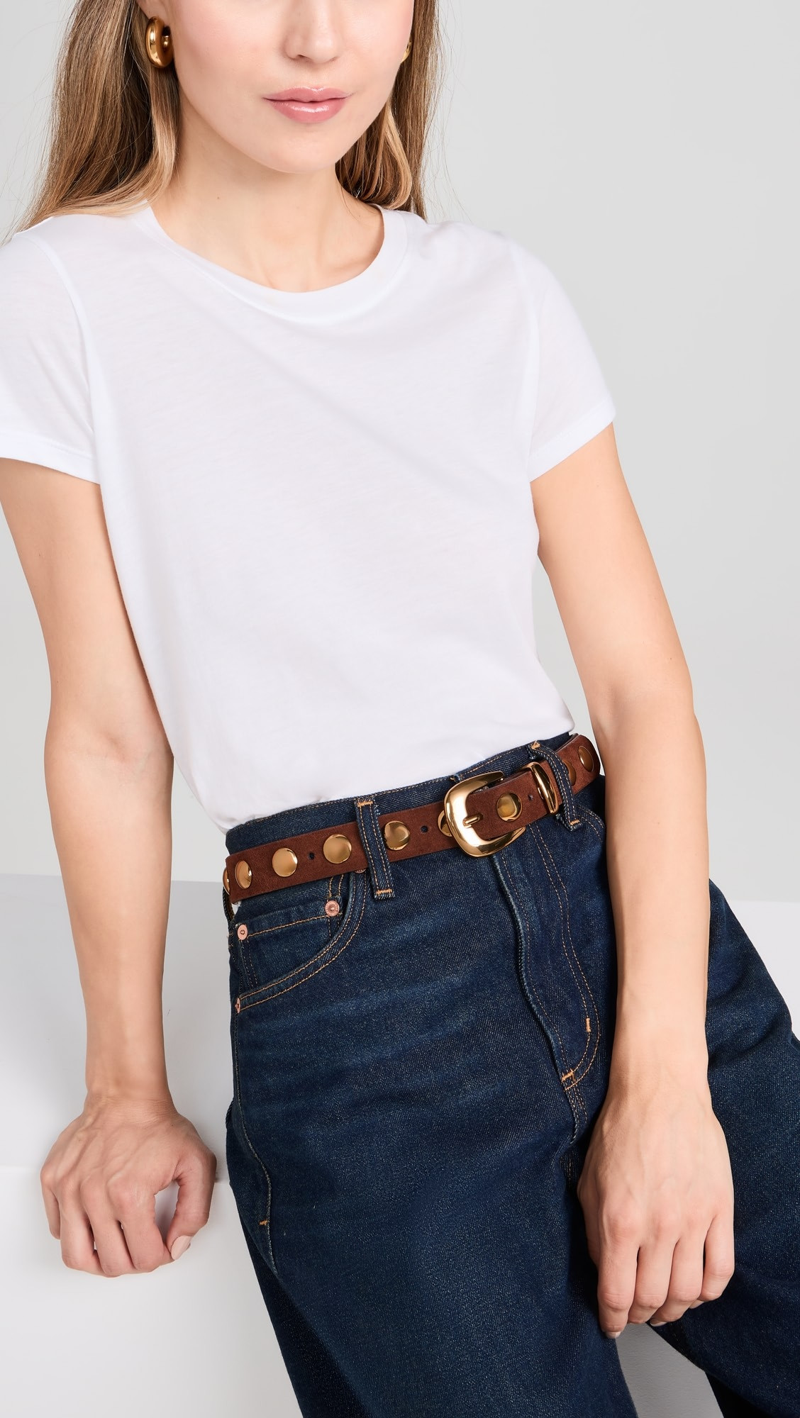 Studded Western Belt In Suede | Shopbop