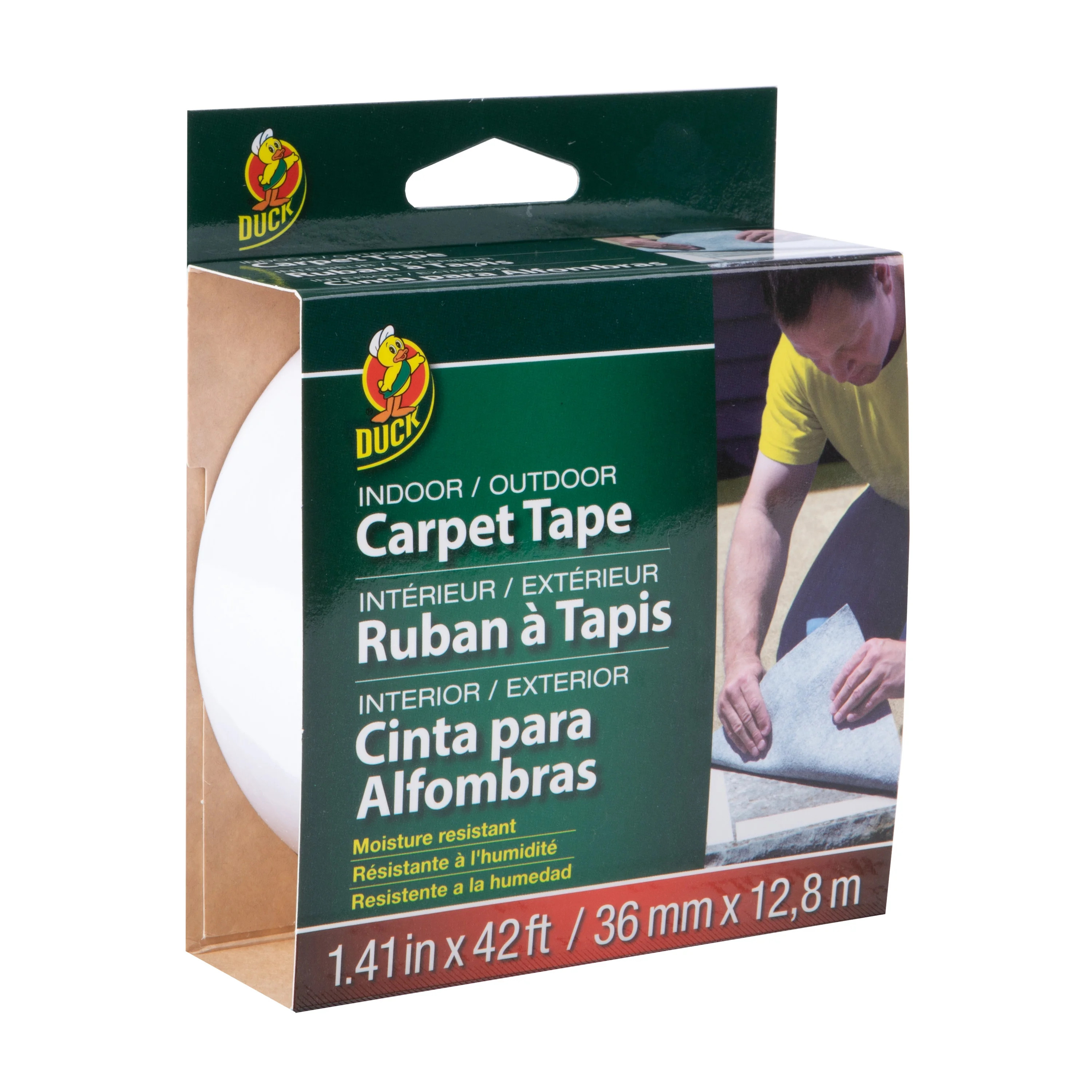 Duck Brand 1.41 in. x 42 ft. Indoor/Outdoor Carpet Tape, White | Walmart (US)
