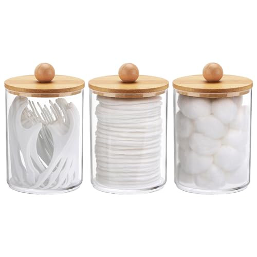 Tbestmax 10 Oz Cotton Swab/Ball/Pad Holder, Qtip Apothecary Jar, Clear Bathroom Containers Dispen... | Amazon (US)