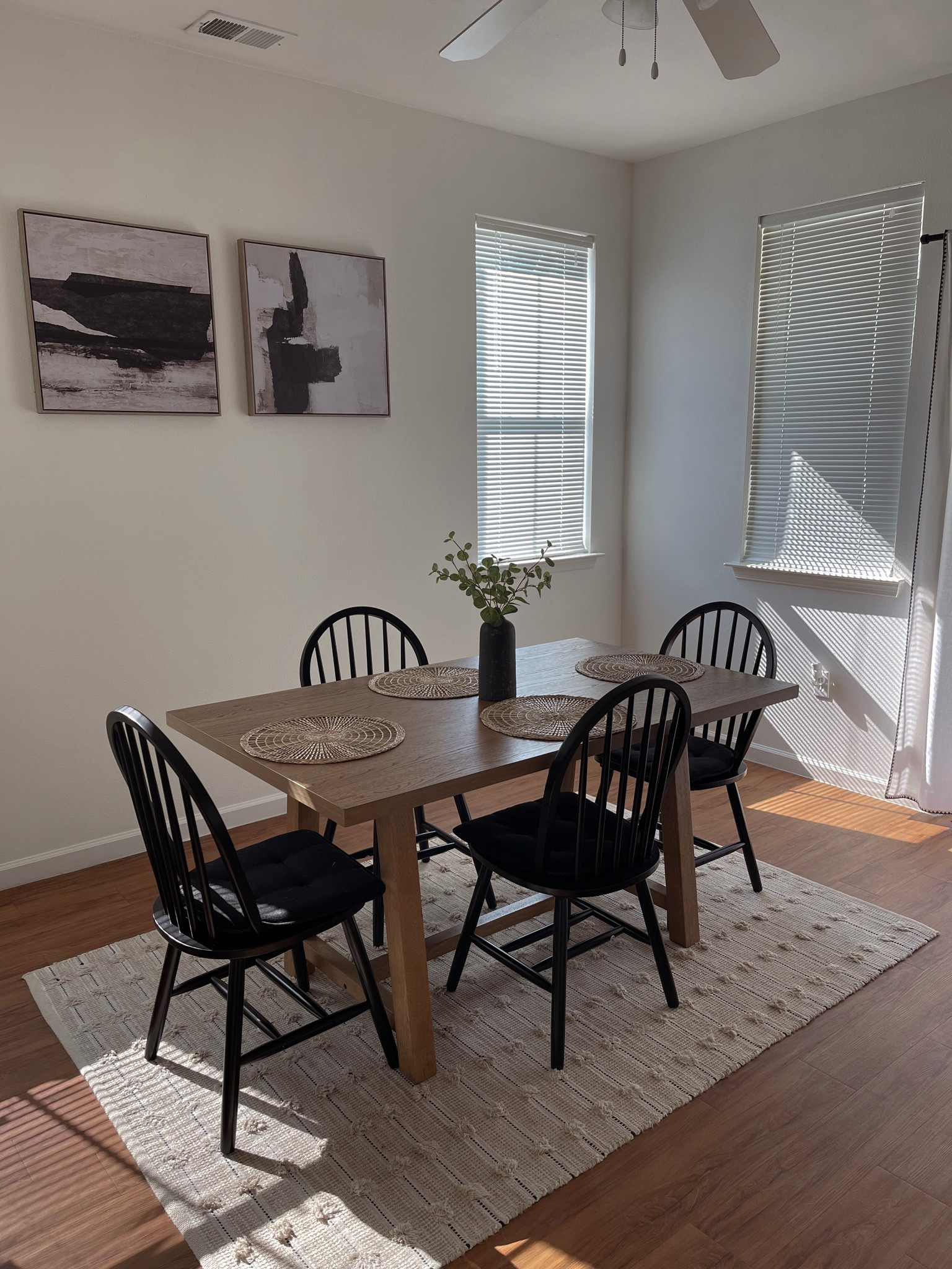 Neutral dining room! Dining table is Wayfair, “Angier 59” Trestle Dining Table"by Birch Lane

#LTKhome #LTKunder100 #LTKFind