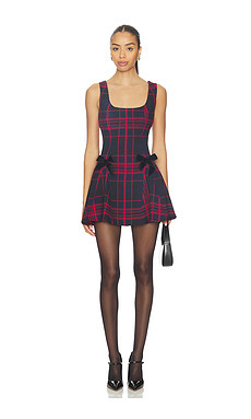 MAJORELLE Essie Mini Dress in Red & Navy Plaid from Revolve.com | Revolve Clothing (Global)