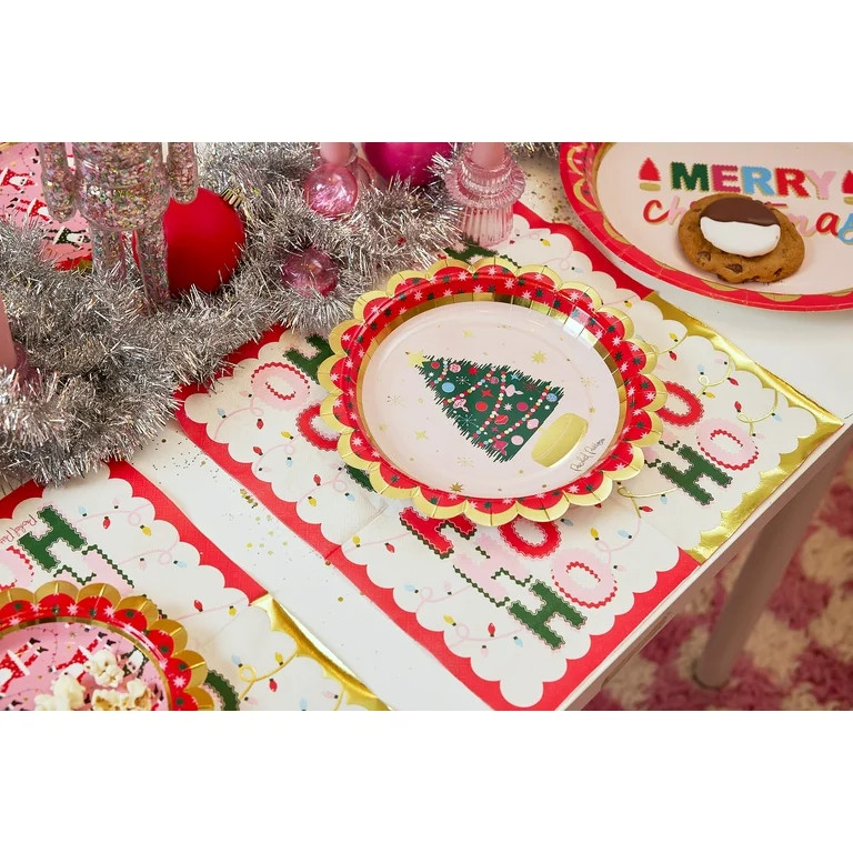 Packed Party Christmas Tree 9" Paper Dinner Plates with Gold Foil, 10 Count | Walmart (US)